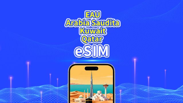 EAU/Arabia Saudita/Kuwait/Qatar 5G eSIM | Pacchetto Dati Giornaliero/Totale | 1–30 giorni | Fatturazione 24 ore | Codice QR