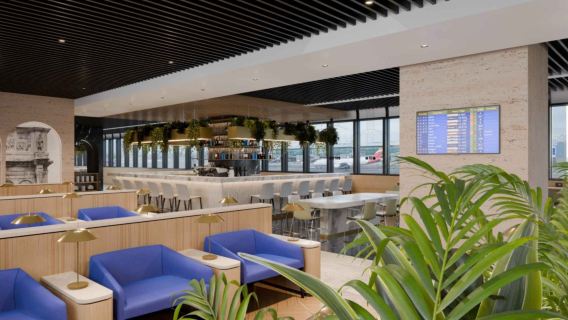 FCO Italiens Rom Fiumicino Internationale Lufthavn Lounge Transfer VIP-lounge Terminal 3 mad og drikke hvile