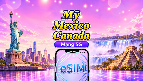 Hoa Kỳ/Canada/Mexico 5G eSIM | Hỗ trợ Google Maps/TikTok | Gói ngày/gói lưu lượng | Tính phí theo ngày tự nhiên | 1-90 ngày | Mã QR