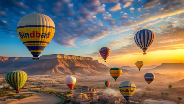 Belon udara panas di Luxor, Mesir melihat pemandangan Lembah Para Raja, Kuil Karnak, Sungai Nil, Kuil Ratu, dan menyaksikan matahari terbit.