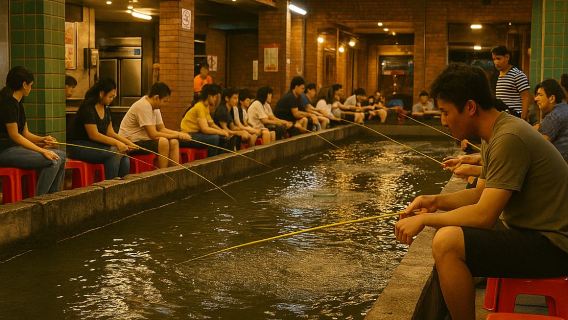 Taipei Night Tour Charter: Yangmingshan Night View, Prawn Fishing, Shilin Night Market, and Beitou Hot Springs
