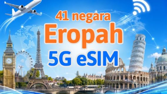 Eropah (41 negara) | eSIM 5G/4G | Menyokong TikTok & ChatGPT | Pakej harian/Pakej data | Caj mengikut hari semula jadi | 1-90 hari | Kod QR
