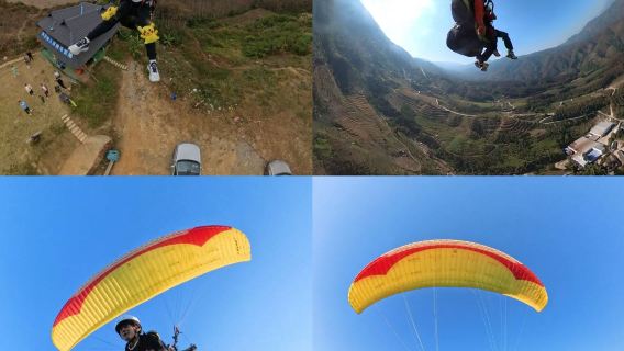 西雙版納天空怡人滑翔傘營地滑翔傘飛行體驗【接駁服務+贈送影片+600公尺高空飛行】