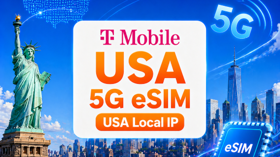 USA T-Mobile 5G eSIM | Lokaal IP-adres | Totale opslag 2GB-75GB | 5-30 dagen | Bellen binnen de VS en internationaal | Kalenderdagen | Direct te gebruiken | QR-code