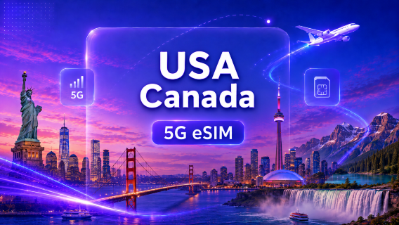 Kanada & USA 5G eSIM | Komplettpaket | 10 GB | 30 Tage | Tägliche Abrechnung | QR-Code