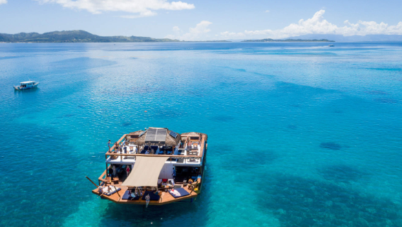 Fiji Cloud 9 floating platform tour - departs from Denarau (includes FJD60 dining voucher at the floating bar)