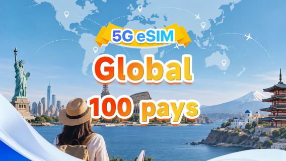 Global (100 pays) | eSIM 5G/4G | Prise en charge de toutes les IA & TikTok | 500 Mo/jour - Total 50 Go | 1-90 jours | Facturation sur 24 heures | Code QR