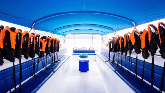 Krabi magical 4-island speedboating tour with pickup service, lunch, island hopping, snorkeling, and Railay Beach