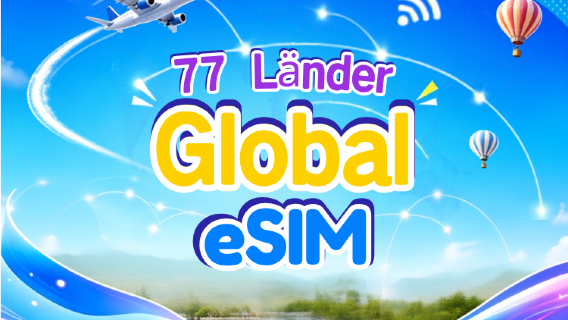 Globales (77 Länder) 5G/4G eSIM | Unterstützt Google Maps/TikTok/ChatGPT | Datenpaket | 24-Stunden-Abrechnung | 1–7 Tage | QR-Code