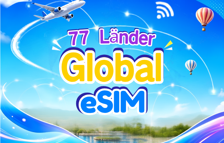 Globales (77 Länder) 5G/4G eSIM | Unterstützt Google Maps/TikTok/ChatGPT | Datenpaket | 24-Stunden-Abrechnung | 1–7 Tage | QR-Code