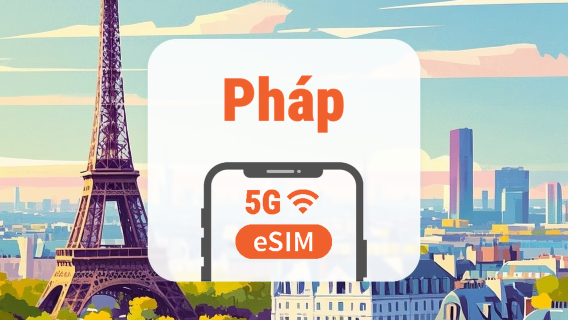 eSIM 5G Pháp | 2 mạng • All AI & TikTok | 1–30 ngày | QR Code