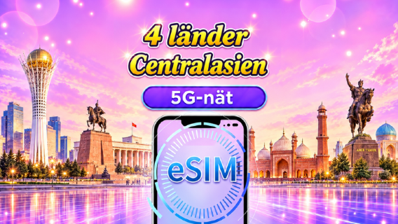 Kazakstan/Kirgizistan/Pakistan/Uzbekistan|5G/4G eSIM| Daglig paket/Datapaket|24-timmars avgift|1–30 dagar|QR-kod
