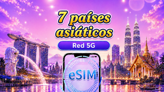 Sudeste Asiático (7 países) | eSIM 5G/4G | Paquete diario/Paquete de datos | Facturación de 24 horas | 1 - 30 días | Código QR