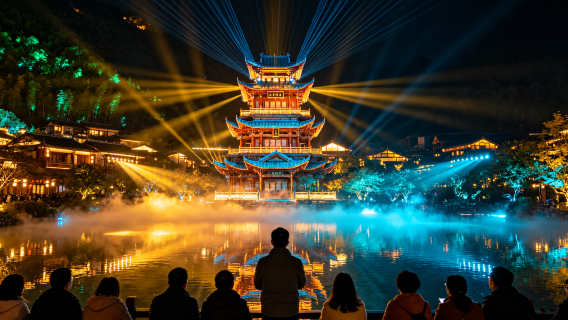 Door-to-door pickup | Jiangxi Gexian Village 1-day tour + cable car + Zhongmiao Pavilion water reflection + Lingbao Immortal Street thousand lights