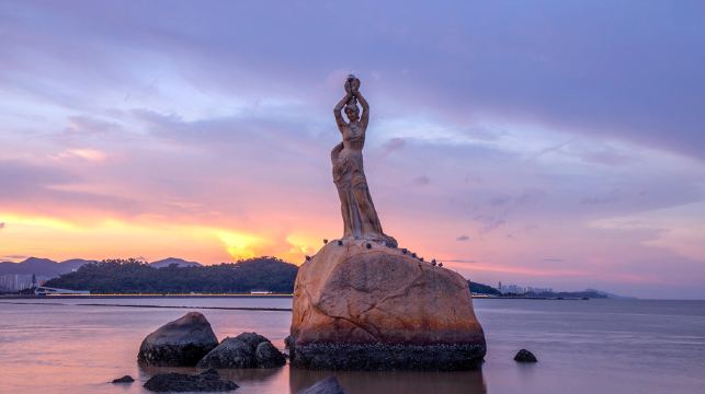 珠海漁女+景山公園+唐家灣+情侶路+白沙灘一日遊可中英文服務