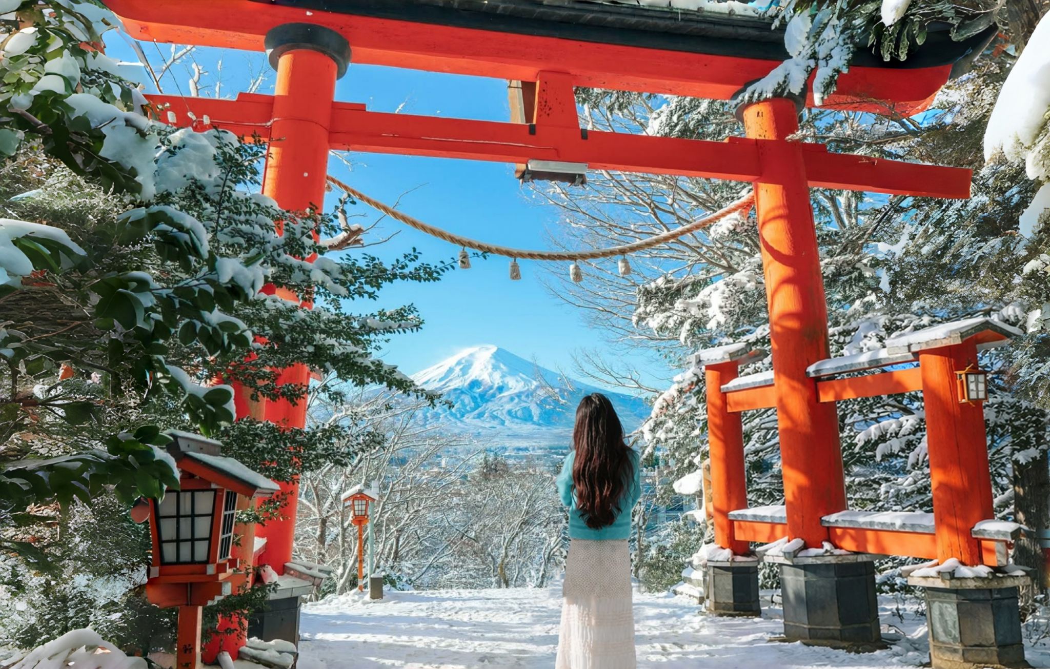 Tokyo Mt. Fuji Highlights Day Tour: Lake Yamanaka +Oshino Hakkai+Oishi Park (Lake Kawaguchi)+ Lawson +Arakurayama Sengen Park +Heavenly Stairway Town/Hikawa Clock Shop