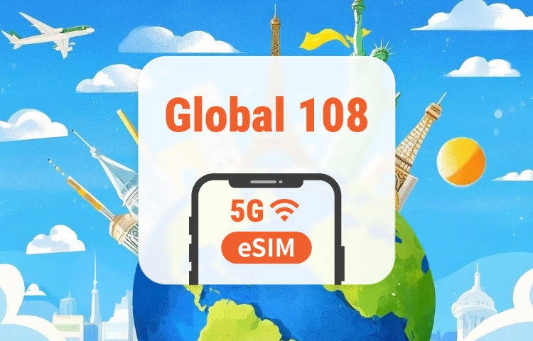 Wereldwijd 108 Landen 5G eSIM | AI & TikTok | 1–30 Dagen | QR-code