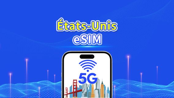 eSIM États-Unis | 5G/4G | Forfait de données journalier/total | 1–30 jours | Facturation sur 24 heures | Code QR