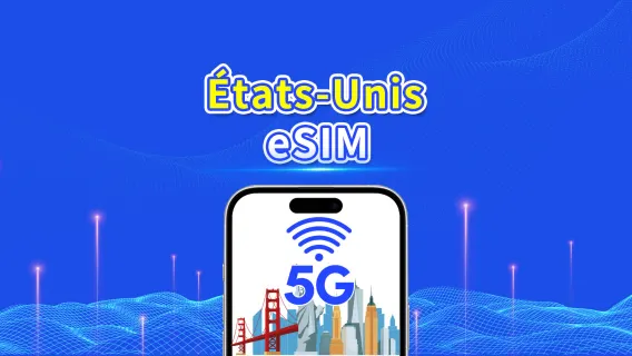 eSIM États-Unis | 5G/4G | Forfait de données journalier/total | 1–30 jours | Facturation sur 24 heures | Code QR