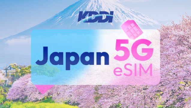 [KDDI Japan] 5G eSIM · 100GB/dag · Hotspot beschikbaar · Geen simkaart nodig · Dagelijkse data/data-abonnement · Dagelijkse facturering · 3 tot 30 dagen · QR-code