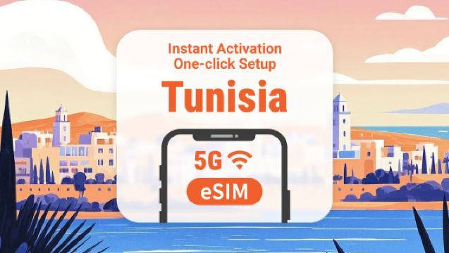 Tunisia 5G eSIM | dobbelt netværksdækning | fuld AI- og TikTok-adgang | 1–30 dage | QR-kode