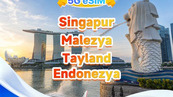 Singapur/Malezya/Tayland/Endonezya (Güneydoğu Asya) ile uyumlu 5G eSIM | Çoklu ağ desteği, tüm AI'ları destekler | Günlük 500 MB - toplam 50 GB | 24 saat faturalandırma | QR kodu