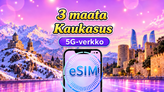 5G-eSIM 3 Kaukasuksen maahan | Tukee Google Mapsia/TikTokia/ChatGPT:tä Päiväpaketti/datapaketti | Laskutus kalenteripäivittäin | 1–30 päivää | QR-koodi