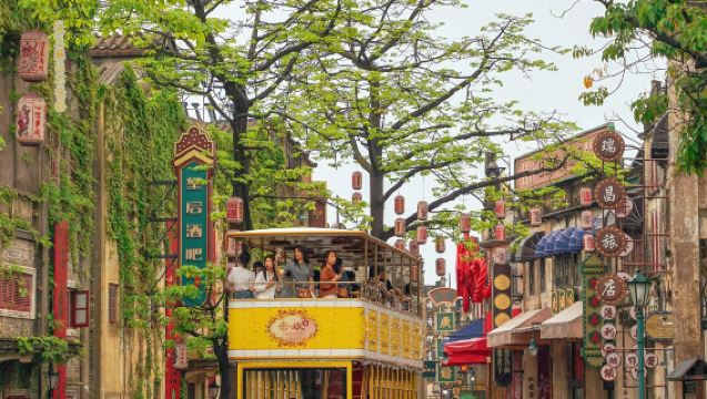 Excursion d'une journée avec voiture avec chauffeur à Jiangmen : Ancien village sur pilotis de Gulao, Cour de la famille Chimei et Paradis des oiseaux, service en chinois et anglais disponible