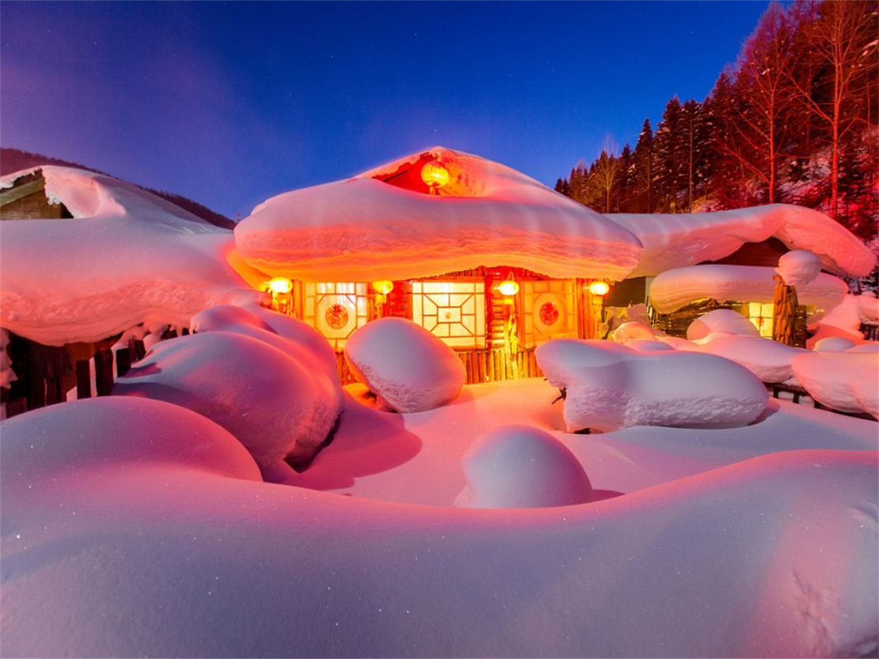 中國雪鄉+大禿頂子山一日遊【6人小團丨畫廊丨摩托丨爬犁馴鹿】