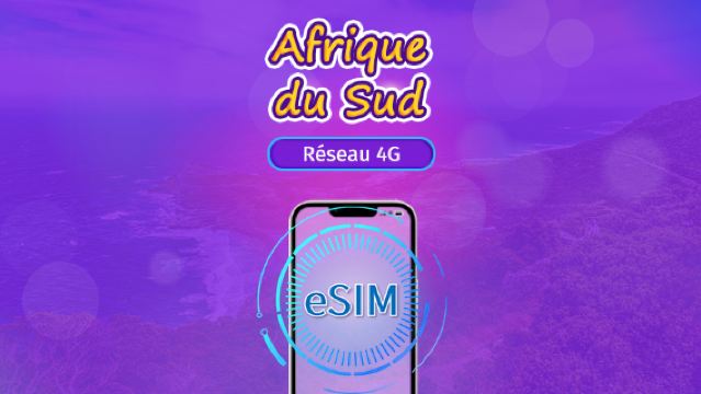 Afrique du Sud | eSIM 5G/4G | Forfait journalier/forfait total | Facturation par jours naturels | 1 à 30 jours | Code QR