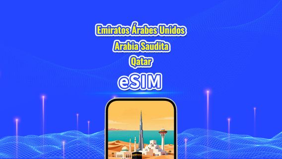 EAU/Arabia Saudí/Qatar eSIM 5G | Plan diario/Paquete de datos totales | 1-30 días | Facturación de 24 horas | Código QR