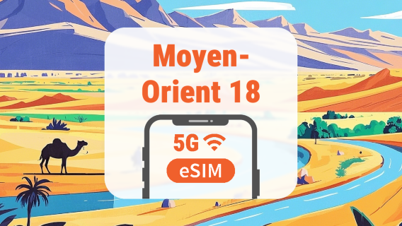Moyen-Orient 18 Pays 5G eSIM | IA & TikTok | 1–30 Jours | Code QR
