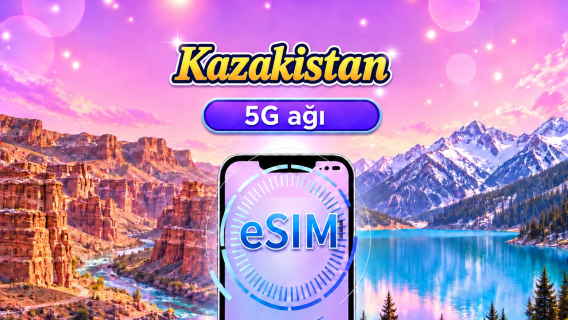 Kazakistan 5G eSIM | Google Maps / TikTok Desteği | Günlük Paket/Veri Paketi | 1-30 Gün | 24 Saatlik Ücretlendirme | QR Kodu