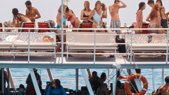 Rhodes: Bay to Bay Swim Cruise with Greek Buffet and Wine
