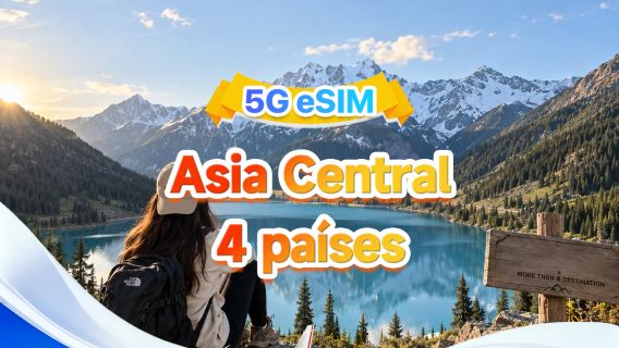 Asia Central 4 países | eSIM 5G/4G | Redes múltiples - Compatible con todos los AI y TikTok | 500MB/día - Total 100GB | Facturación por 24 horas | Código QR