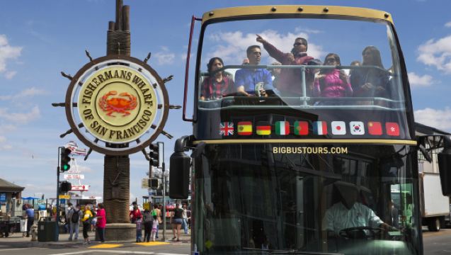 USA BIG BUS Sightseeing i San Francisco - Hop-on Hop-off dagbuss/Panoramanattur med buss
