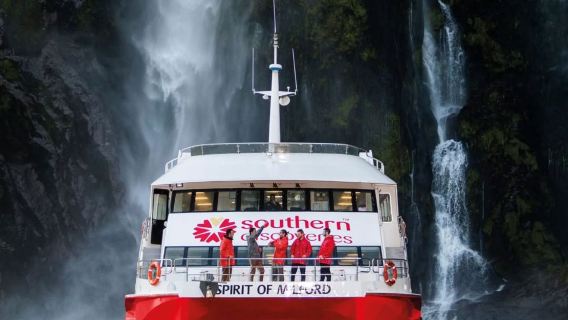 Queenstown, New Zealand: Milford Sound Day Tour with Te Anau Transfer on Southern Discoveries Red Boat