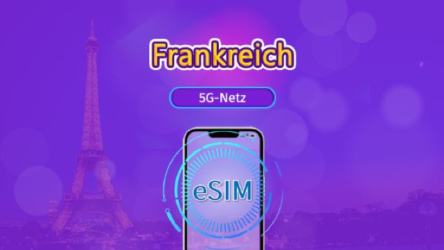 Frankreich 5G eSIM | Unterstützt TikTok, ChatGPT und andere weltweit beliebte Apps | Tagespass / Gesamt-Datenpaket | Abrechnung nach Kalendertagen | 1–30 Tage | QR-Code