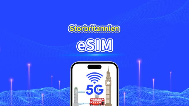 Storbritannien eSIM | 5G/4G | Hög hastighet | 24 timmar | Välj antal dagar 1-30 dagar | QR-kod