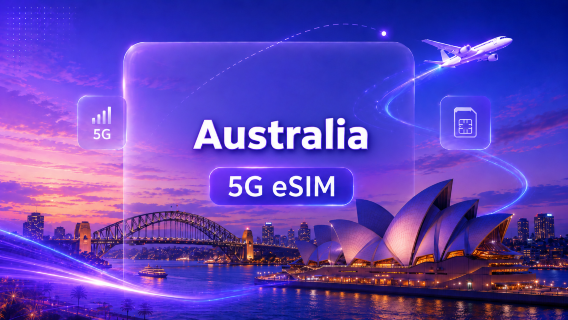 Australien 5G eSIM | Daglig paket/Totalvolymspaket | 1GB/dag - Totalt 5GB/10GB/20GB | 1-30 dagar | Naturliga dygns debitering | QR-kod