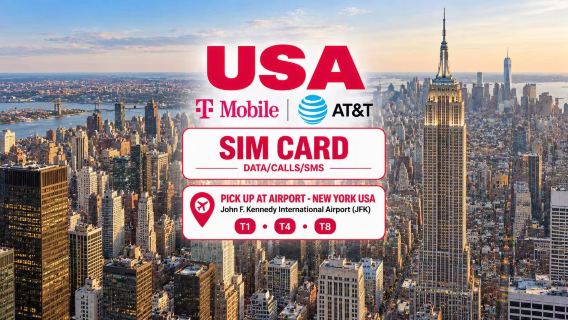 [USA]AT&T T-Mobile|5G (Telefon-)SIM-Karte |Mehrere Optionen|Abholung am NewYork JFK Airport T1 T4 T8|Daten Anrufe SMS