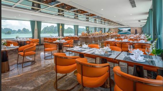 Crociera di lusso di un giorno nella baia di Ha Long, piscina con jacuzzi e kayak