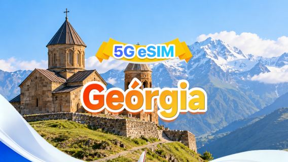 Geórgia eSIM 5G | Três redes · Suporta All AI & TikTok | 500MB/dia - Total 100GB | 1-60 dias | Cobrança por 24 horas | Código QR