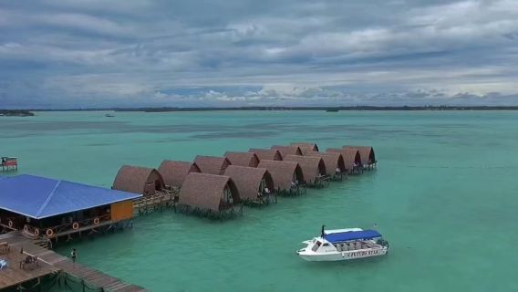 Private sea view balcony Semporna Crystal Water House Resort Southeast Asia Little Maldives
