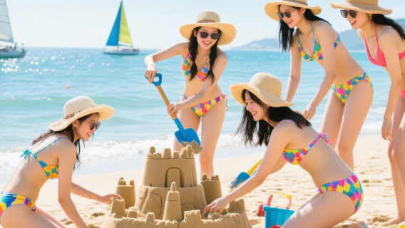 大連ゴールデンペブルビーチ旅行写真【フォローアップ写真、親子写真、カップル、ガールフレンド、子供、家族旅行の写真】