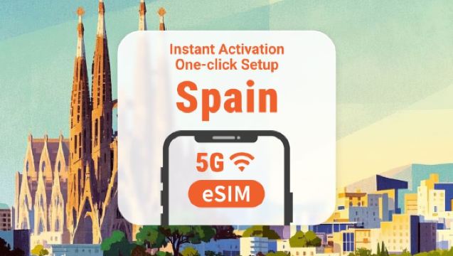 [Hiszpania] Karta SIM z łączem 5G | System 24-godzinny | Wiele opcji dni | Brak przerw w połączeniu | Udostępnianie hotspotu | Szybka instalacja | Kod QR eSIM