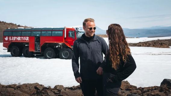 Ekspedisi truk monster Gletser Langjökull dari Air Terjun Emas Islandia 