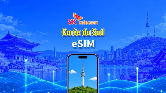 eSIM SKT (Corée) | Compatible IA et TikTok | Forfait journalier/Forfait données | Facturation 24h/24 | 1 à 90 jours | Code QR