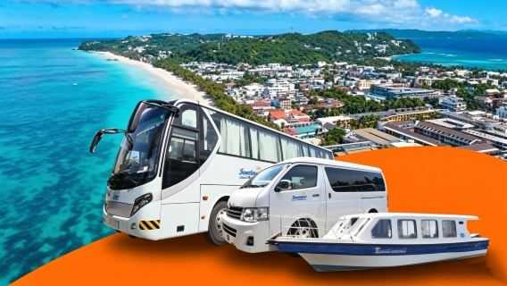 ボラカイ島:サウスウエストツアーズによるグループ送迎(ゴドフレド・P・ラモス空港発・車両と船移動を含む)