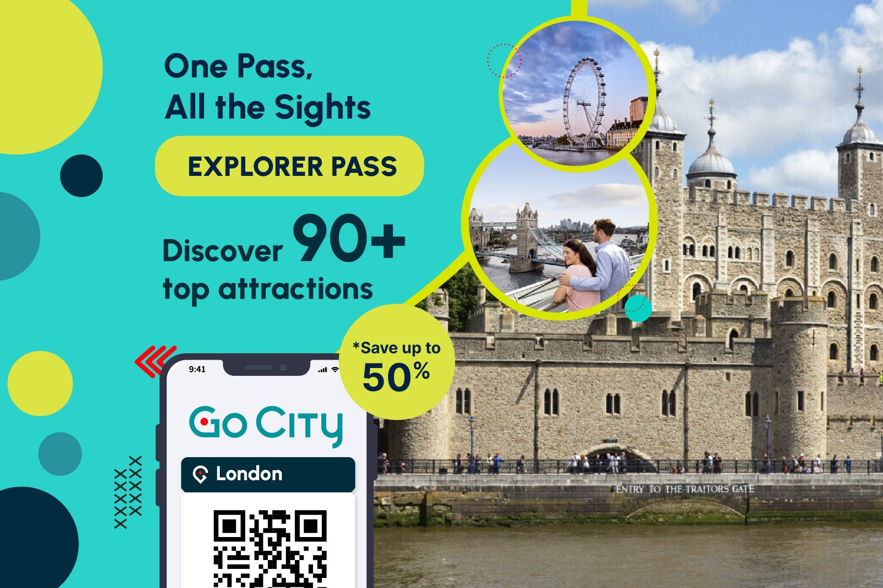 Go City ロンドン自選パス (ロンドン塔/ケンジントン宮殿/ウェストミンスター寺院など90以上の人気観光スポット含む)|London Explorer Pass